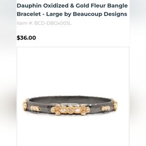 Dauphin Oxidized Black and Gold Fleur Women's Bracelet 2.5 Inches Opening
